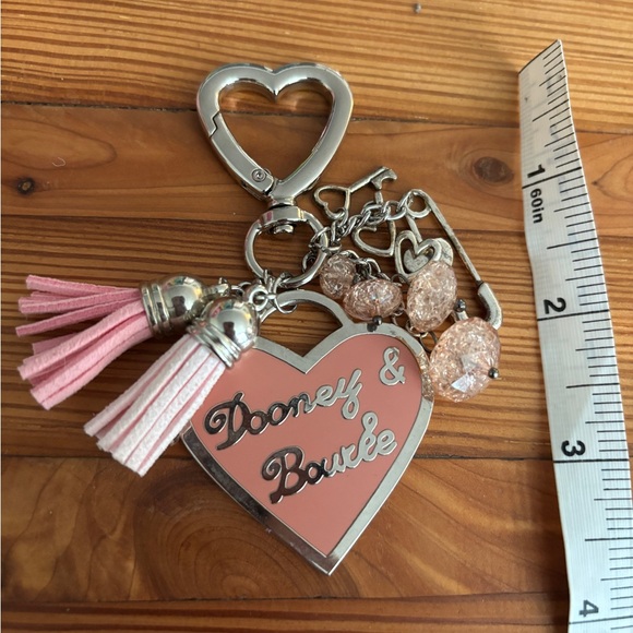 DB Pink Heart Keychain Bag Charm with Tassels - Picture 3 of 5